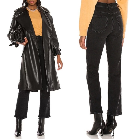 Agolde 90s Pinch Jeans Pant High Straight Black Denim Dark Classic Minimalist 25 - Picture 4 of 14